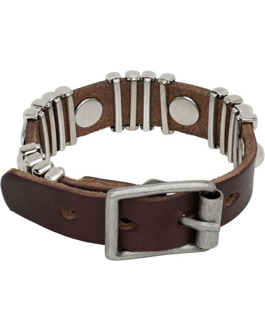 OUR LEGACY Burgundy Waveバーグンディ レザーブレスレット Our Legacy Burgundy Wave Bracelet in Metallic | Lyst