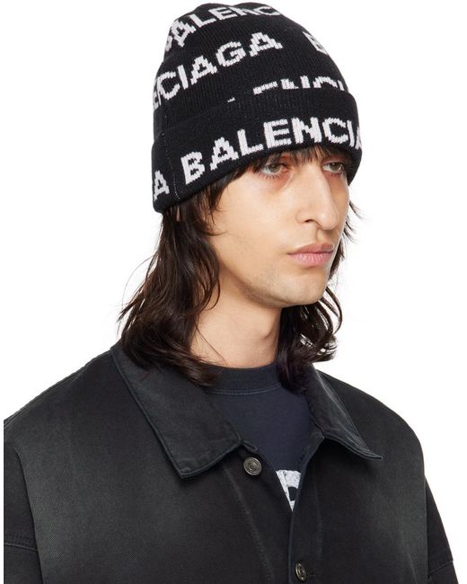 Bonnet noir à motif à logo Balenciaga pour homme en coloris Black