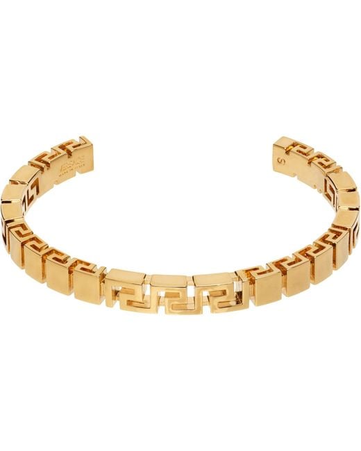 Versace Black Greca Cuff Bracelet for men