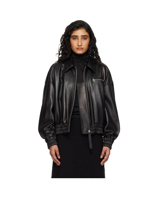 Jil Sander Black Blouson Leather Jacket