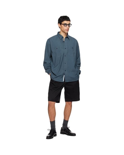Nanamica Blue Polyester Wool Field Shirt for men