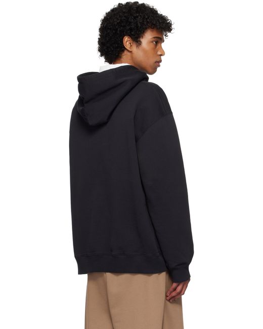 メンズ MM6 by Maison Martin Margiela ブラック ロゴプリント フーディ Black