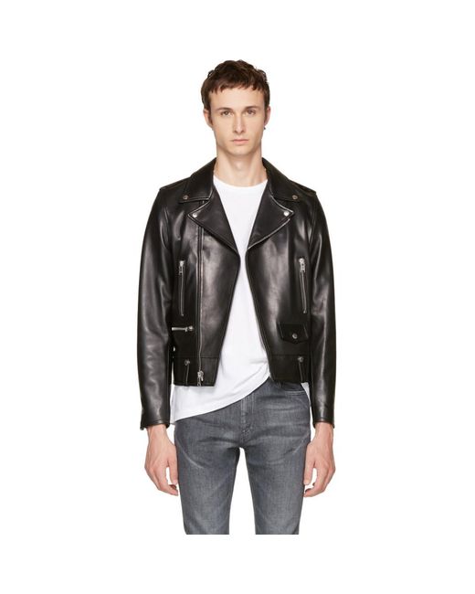 Saint Laurent Black Leather Classic L01 Motorcycle Jacket for men