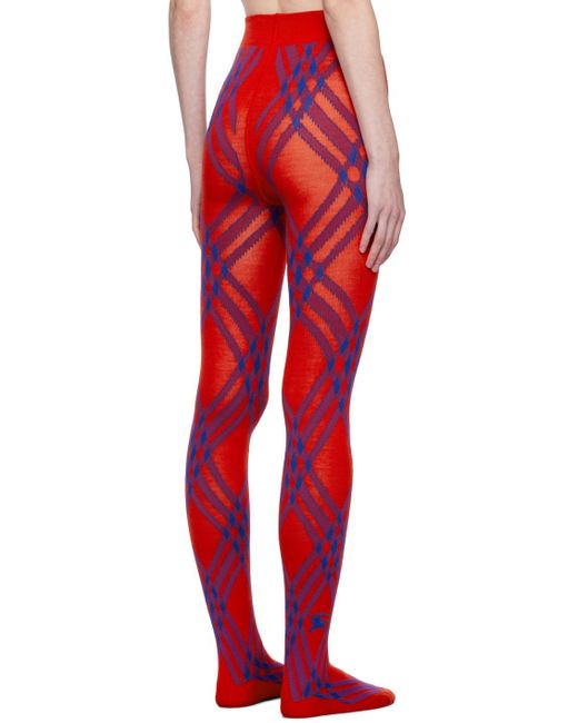 Burberry Red Check Tights
