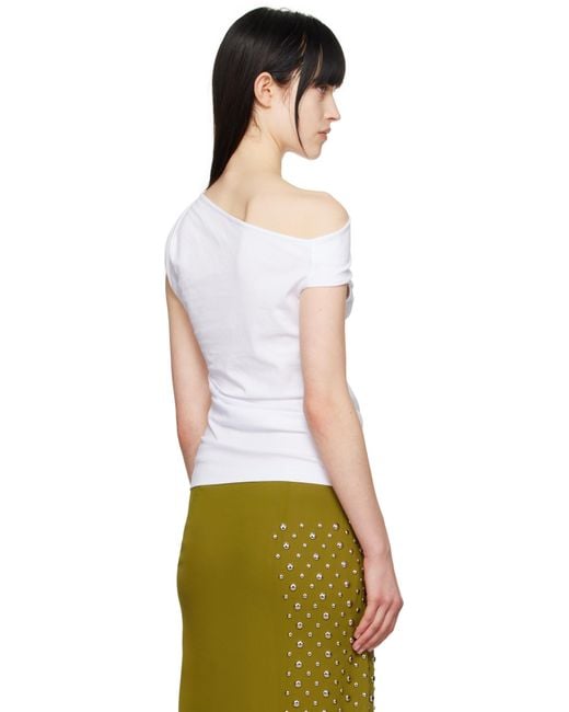 Dries Van Noten ホワイト オフショルダー ジャージ トップス White