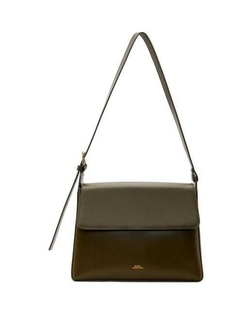 A.P.C. Metallic Khaki Virginie Flap Bag
