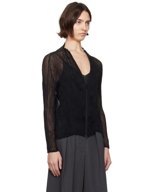 Issey Miyake Black Chiffon Twist Bk/Wt-56 Blouse
