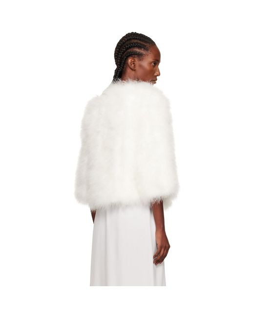 Yves Salomon White Short Feather Jacket