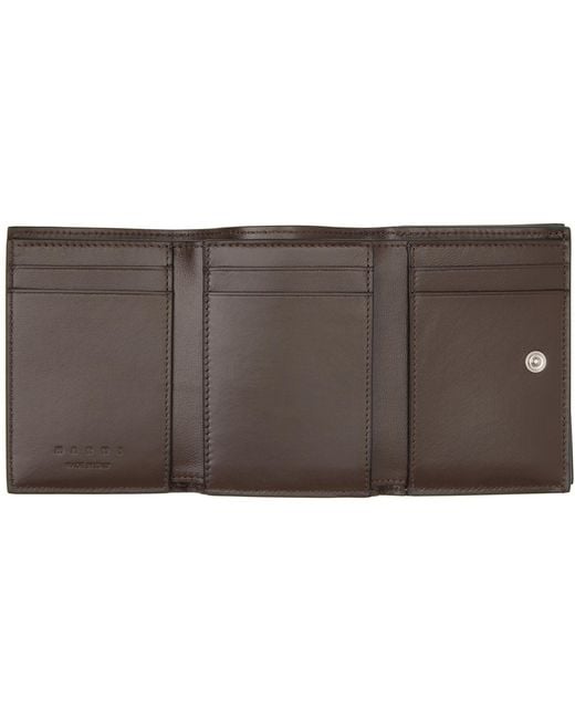 Marni Green Mending' Leather Trifold Wallet for men