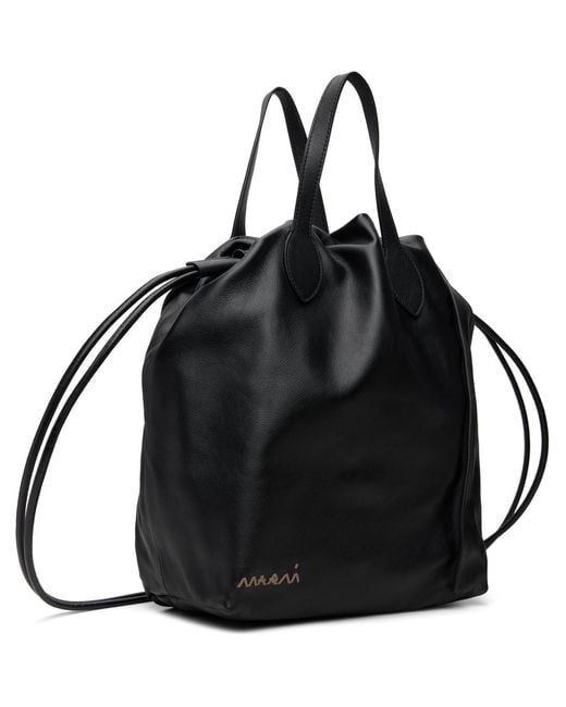 Marni Black Leather Scrunchie Backpack for men