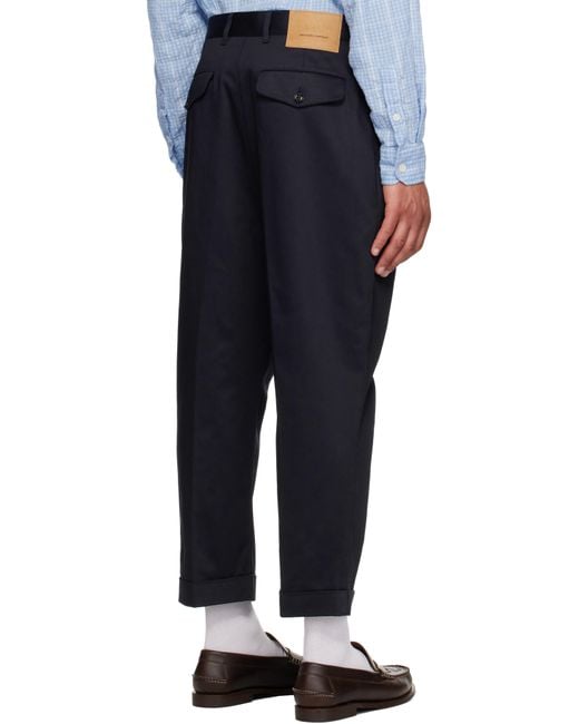 AMI Blue Cotton Carrot Oversized Trousers for men