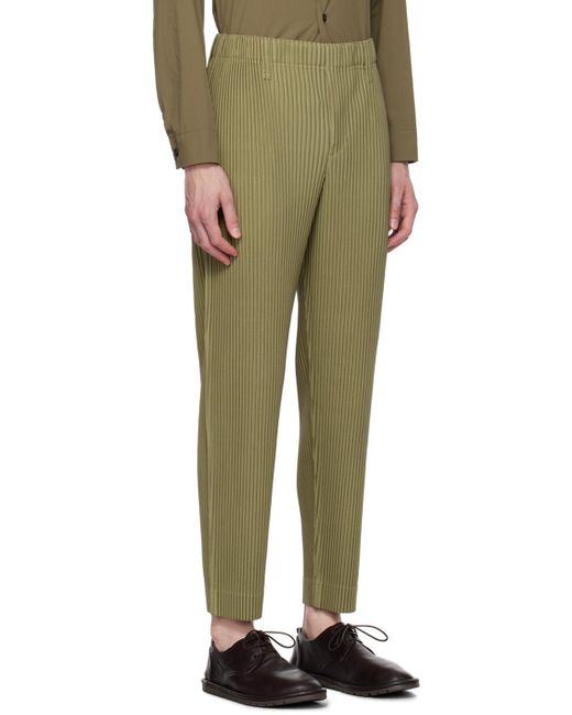 Homme Plissé Issey Miyake Green Homme Plissé Issey Miyake Khaki Tailored Pleats 1 Trousers for men