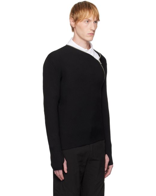 メンズ HELIOT EMIL ブラック Tied Zip セーター Black