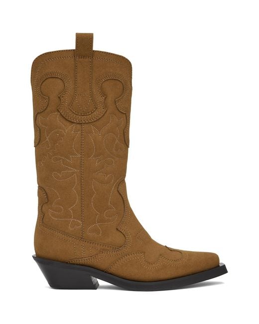 Ganni Brown Cowboy Boots