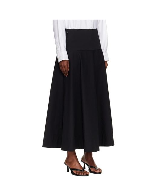 St. Agni Black Cotton Circle Hem Maxi Skirt