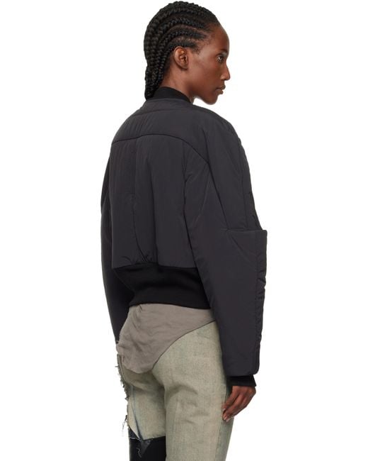 Rick Owens Black Concordians Girdered Cropped Bomber Down Jacket