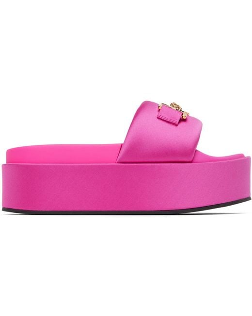 Versace Black Pink Medusa biggie Platform Sandals