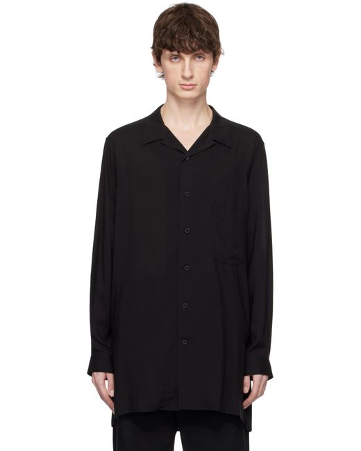 メンズ Yohji Yamamoto ブラック Open Collar シャツ Black