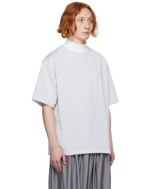 Fumito Ganryu White Mock Neck T-shirt for men