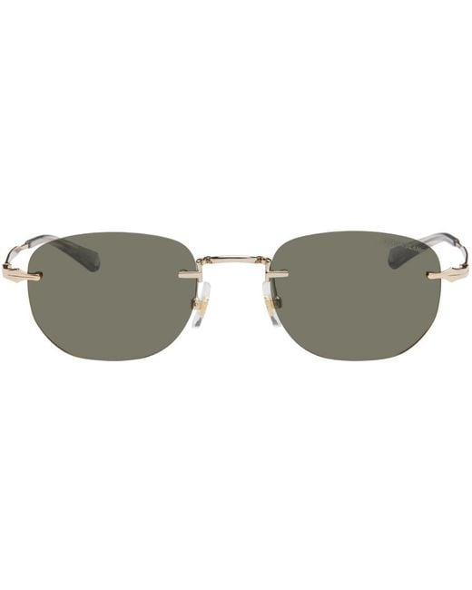 Montblanc Black Gold Rectangular Sunglasses for men
