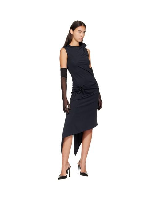 Coperni Black Relaxed Flower Midi Dress