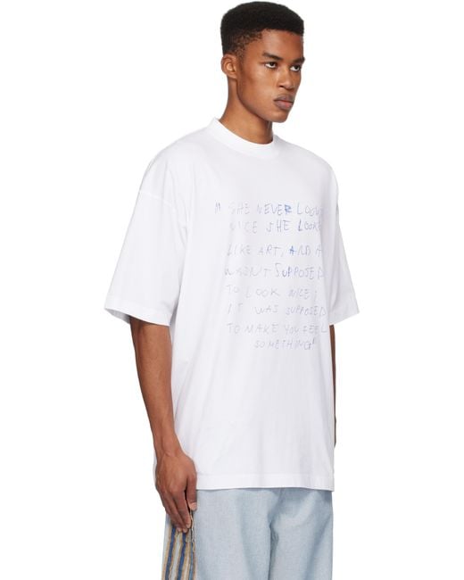 Vetements White 'She Never Looked Nice' Oversized T-Shirt for men
