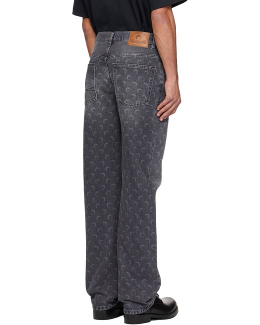 Jean Ample Gris À Logos De Lune Imprimés Au Laser MARINE SERRE pour homme en coloris Black