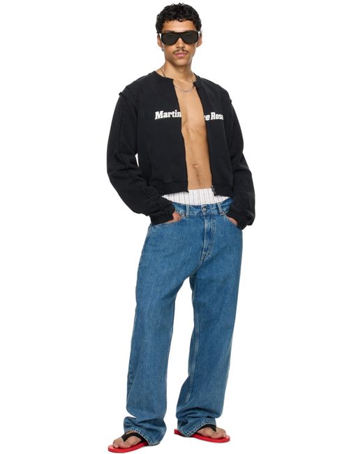 Pull Molletonné Rétréci Noir À Glissière Exclusif À Ssense Martine Rose pour homme en coloris Blue