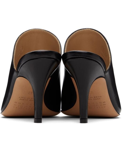 MM6 by Maison Martin Margiela Black Oil Sandal Mules