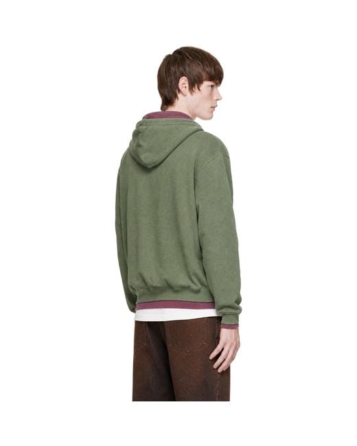 Egonlab Green Burgundy Double Hoodie for men