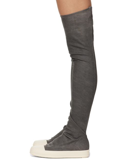 Rick Owens グレー Hollywood High Sock Sneaks ニーハイブーツ Black