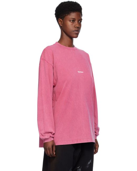 we11done Pink Vintage Horror Long Sleeve T-shirt
