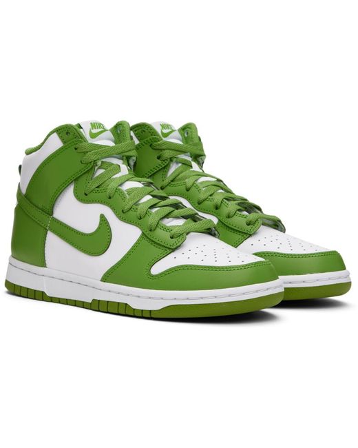 Nike White & Green Dunk High Retro Sneakers for men