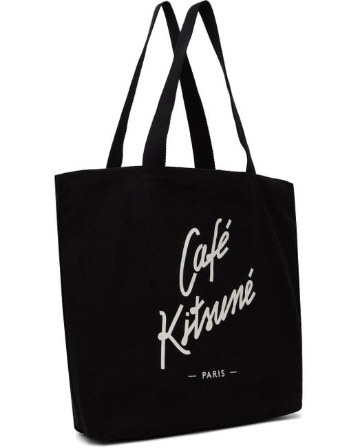 Maison Kitsuné 'café Kitsuné' Tote in Black | Lyst