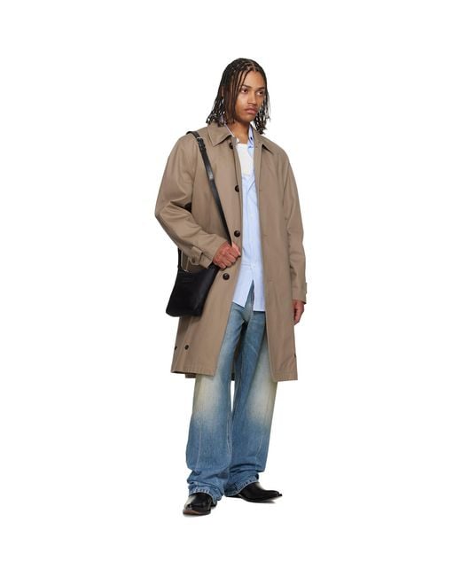 MM6 by Maison Margiela Natural Single-Breasted Utility Coat for men
