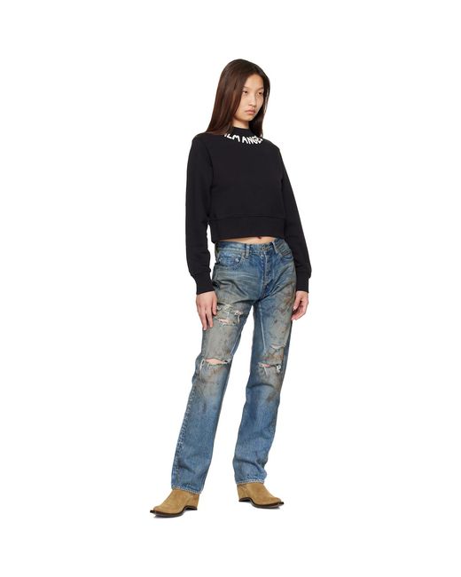 Palm Angels Black Neck Logo Fitted Sweatshirt