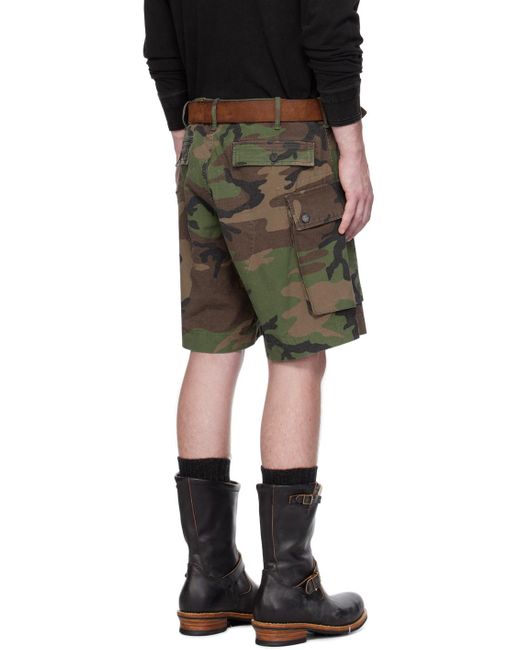 RRL Black Cargo Pocket Shorts for men