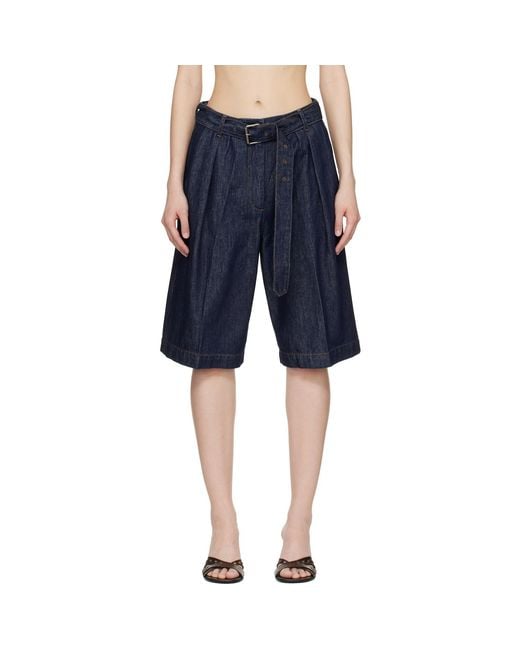 Dries Van Noten Blue Belted Denim Shorts