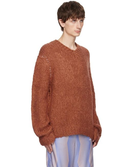 Acne Orange Hand-knit Sweater for men