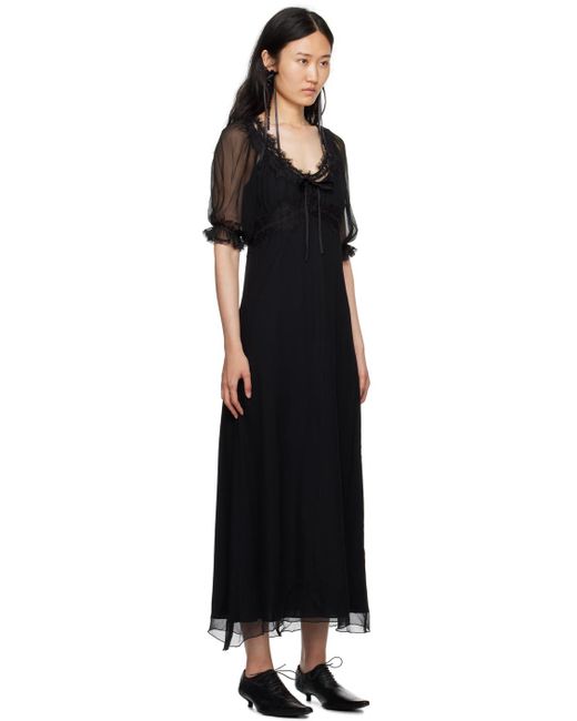 Anna Sui Black Sheer Maxi Dress