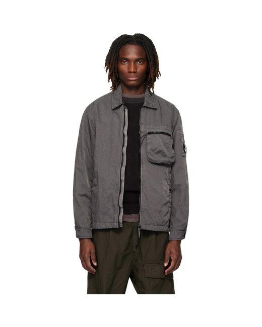 C P Company Black Panama-R Zipped Lens Overshirt for men