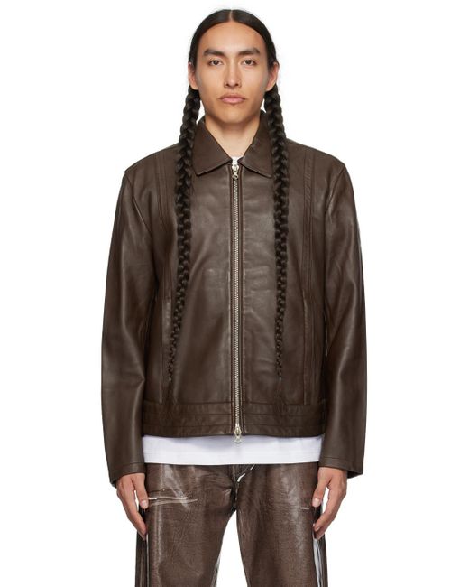 DIESEL Black Brown L-hudson Leather Jacket for men