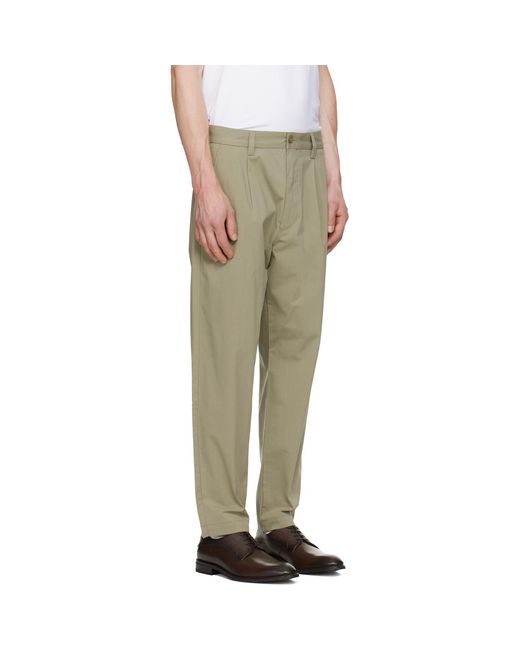 Boss Green Pleated Stretch Cotton Trousers for men