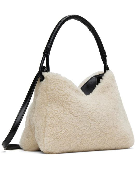 Staud Natural Off-white Valerie Shearling Shoulder Bag