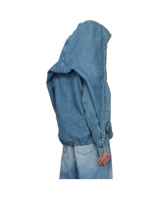 Egonlab Blue Convertible Hooded Denim Jacket for men