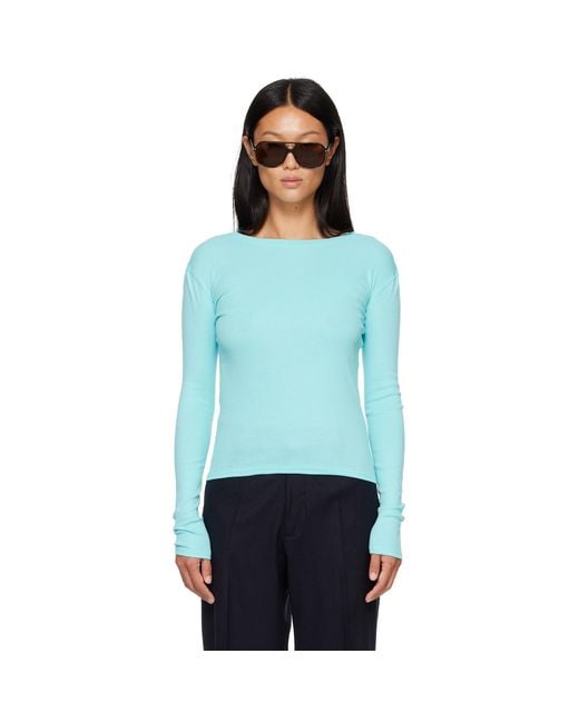 HOMMEGIRLS Blue Fruit Of The Loom Edition Long Sleeve Slim T-Shirt