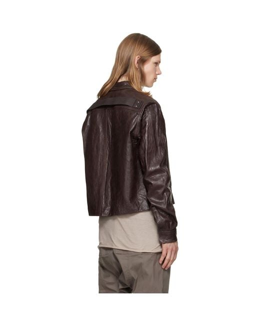 Rick Owens Brown Tower Alice Leather Jacket for men