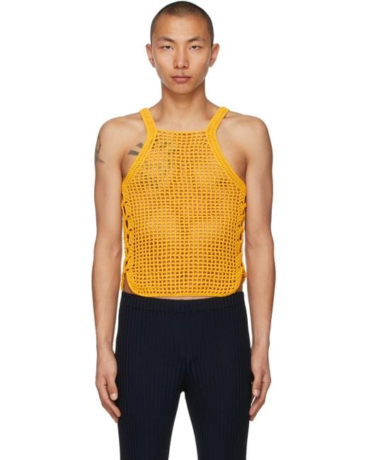 Dion Lee Yellow Chain Crochet Tank Top for Men | Lyst Canada