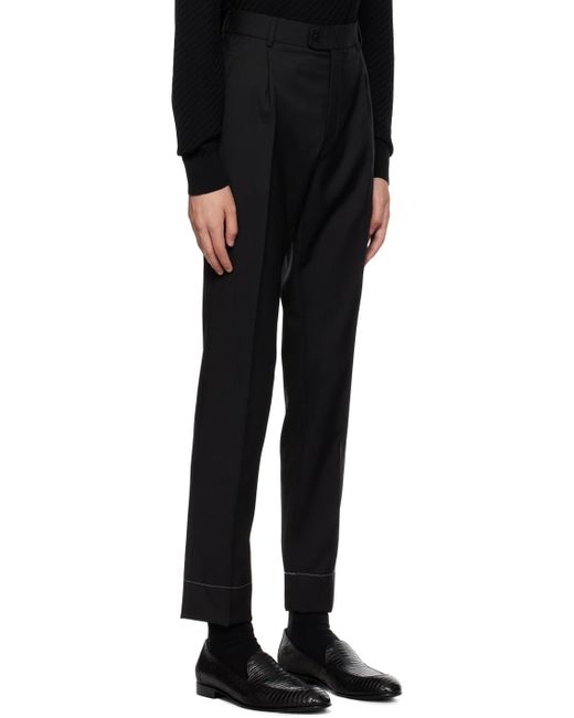 Brioni Black Pleated Trousers for men
