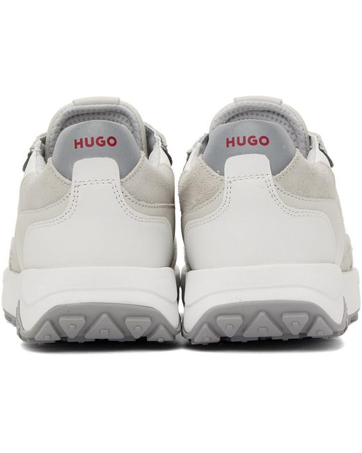HUGO Black White & Gray Mixed Material Sneakers for men